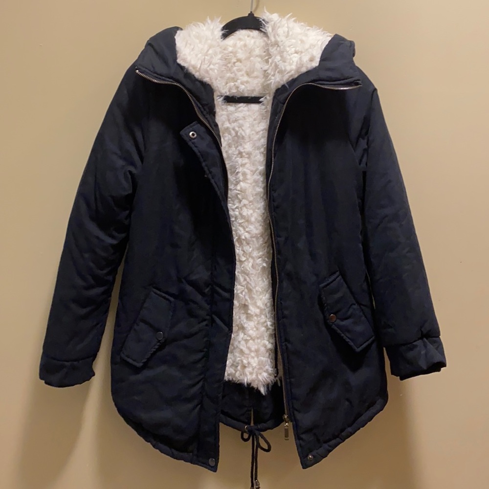 ✨NEW✨ BLACK JACKET COAT WITH FLUFFY SHERPA LINING